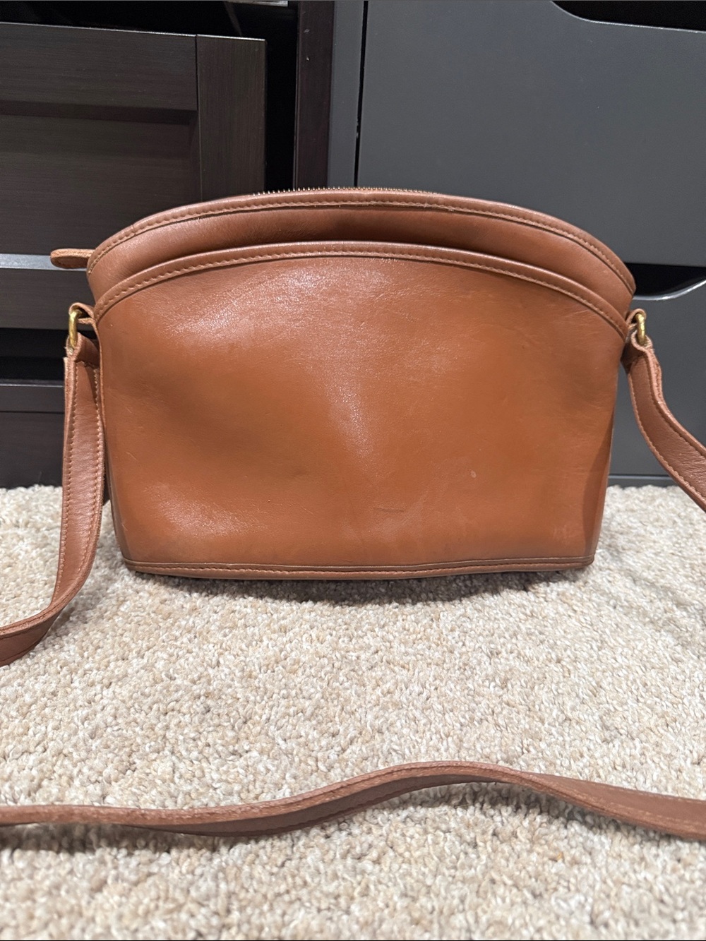 Coach Tan Leather Crossbody Saddle Bag